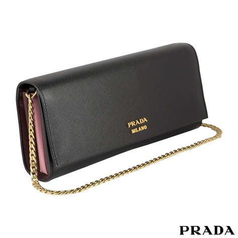 prada black saffiano clutch